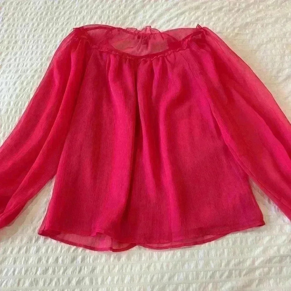 Ann Taylor Petite Small fuscia button up top - Picture 7 of 7